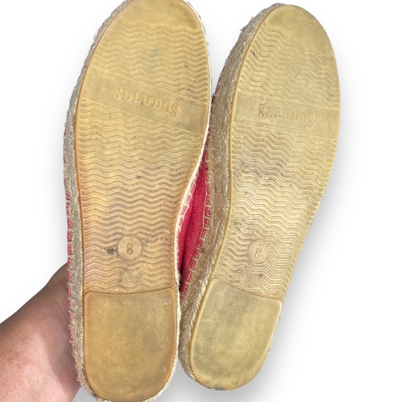 Soludos Linen Canvas Classic Red Pull On Espadrille Flats Size 8 - Picture 4 of 4